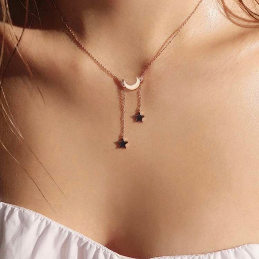 Gold Moon & Dangling Stars Necklace